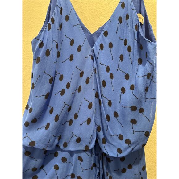 Karina Grimaldi Dress Women’s Size 4 Blue Black Cherry Print Ruched FLAWED - Picture 4 of 16
